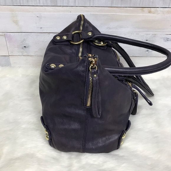 Linea Pelle Dylan Purple Leather Shoulder Bag Tote Purse - Picture 3 of 8